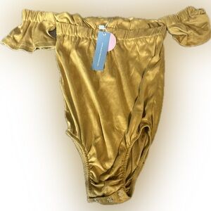 Kids Gold Off-Shoulder flutter sleeve top